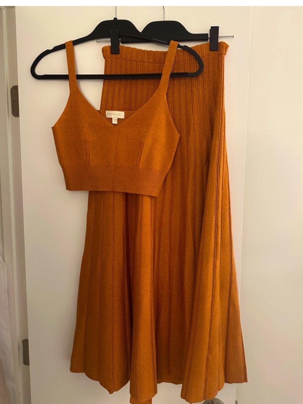 Ronny Kobo Laney Ribbed Knit Midi Skirt and Tank in Burnt Orange Size Medium - Picture 3 of 7